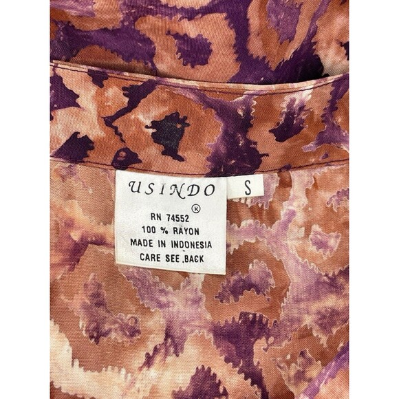 Vtg 90s Usindo Boho Batik 2 Piece Skirt Set Womens SM Purple Oversized Artsy - Picture 6 of 11